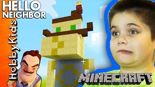 Minecraft HELLO NEIGHBOR Build! HobbyPig + HobbyFrog Contest Challenge with HobbyKidsTV