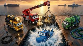 The Brave Lake Rescue Team! 🚛🌊 Submarine Truck &amp; Friends Adventure Nursery Rhymes Songs