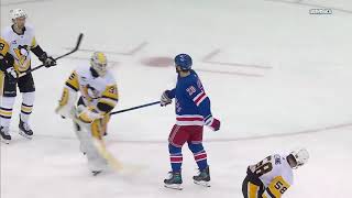 Sidney Crosby blocks Panarin's shot and scores vs Rangers (1 apr 2024)