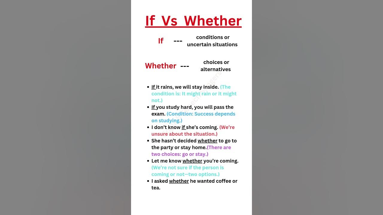 If whether grammar condition examples present past future
