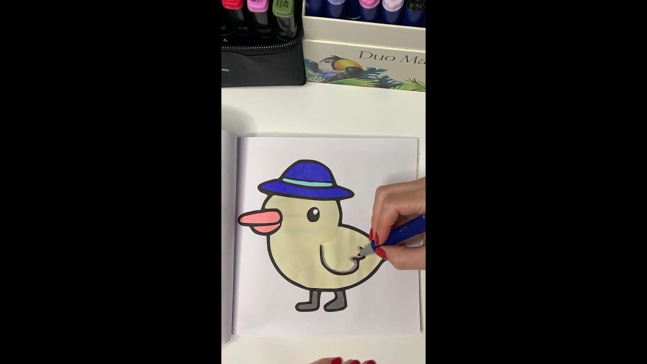 Süße Möwe mit Sonnenhut ausmalen | Sommer Malbuch 