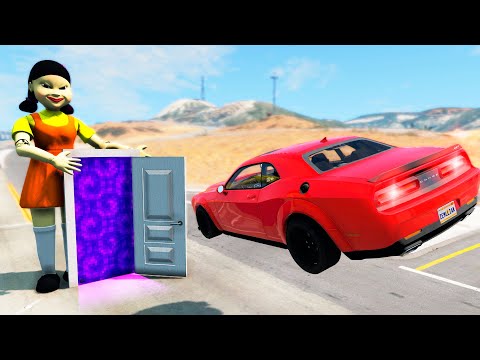 Car VS Portal Trap Door To Another Universe From Squid Game | BeamNG Drive | BimTestCrash