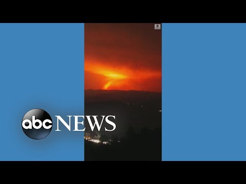 Lightning flashes above California wildfire
