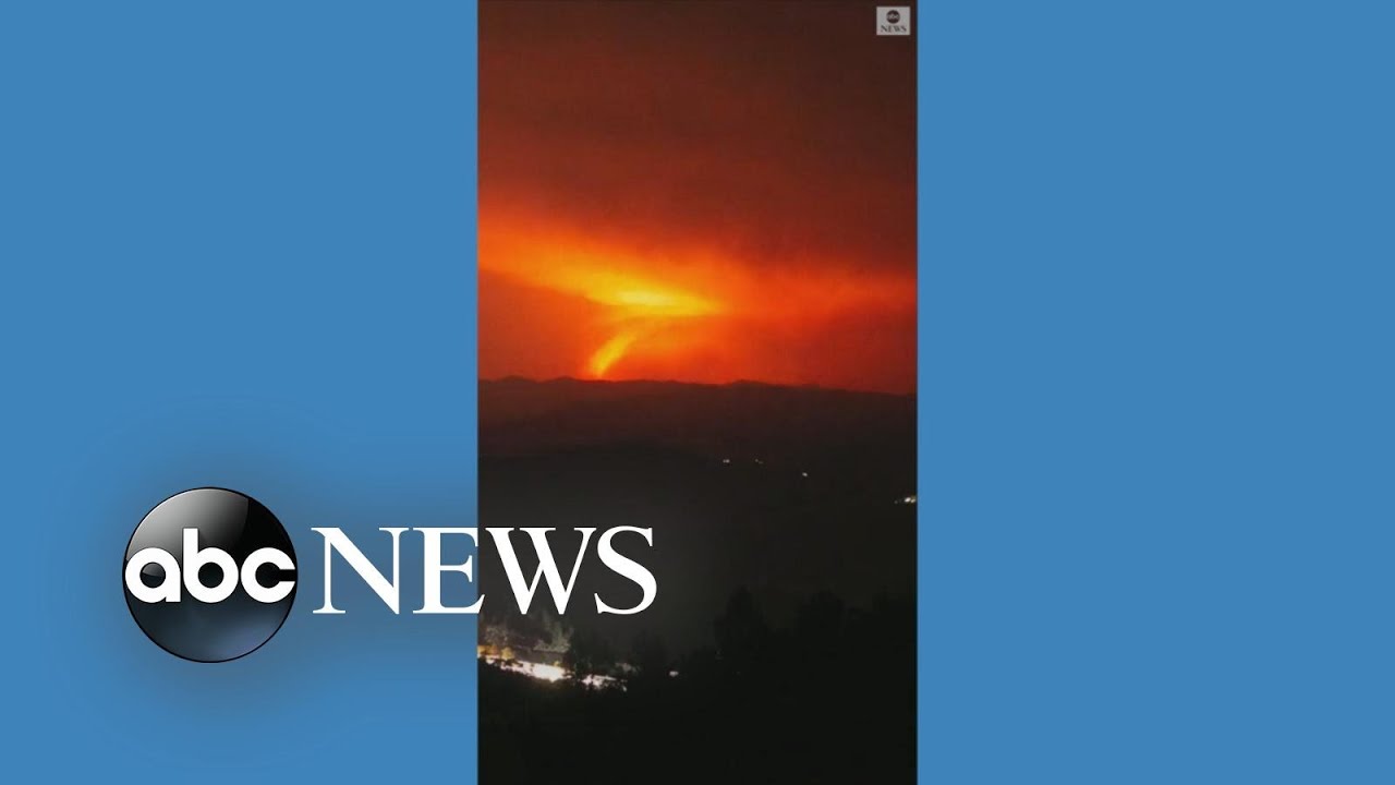 Lightning flashes above California wildfire