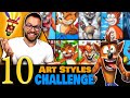 Drawing in 10 DIFFERENT STYLES..? | Art Styles SWAP Challenge | Crash Bandicoot