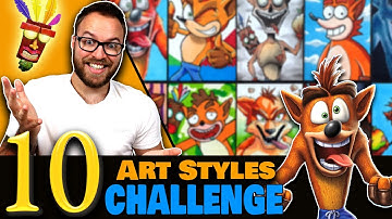 Drawing in 10 DIFFERENT STYLES..? | Art Styles SWAP Challenge | Crash Bandicoot