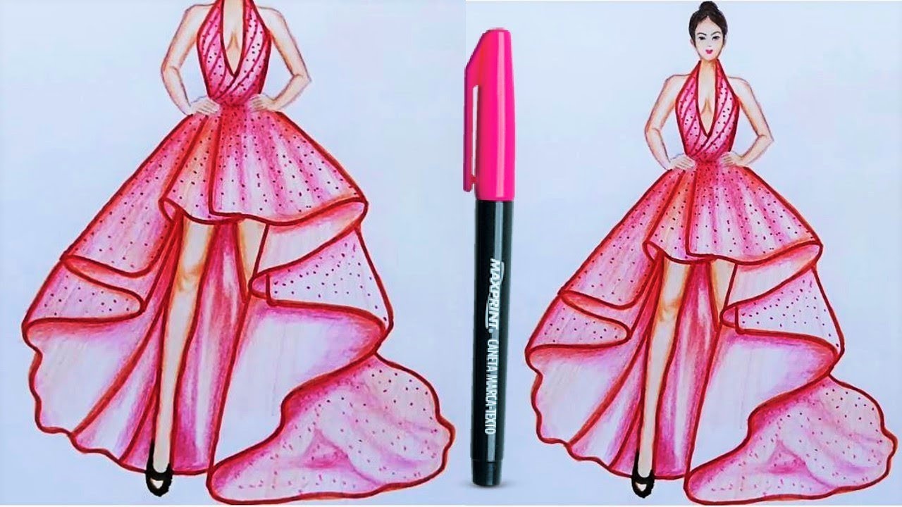 Fashion Designing Drawing | How to draw - Fashion Illustration for