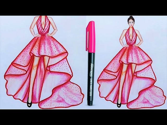 Simple Dresses drawings step by step / Fashion illustration drawing / Fashion  design Illustration - YouTube