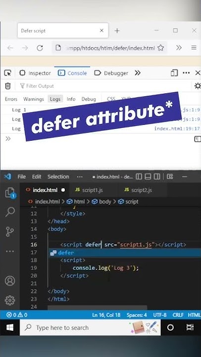 Defer attribute in HTML Script Tag - YouTube