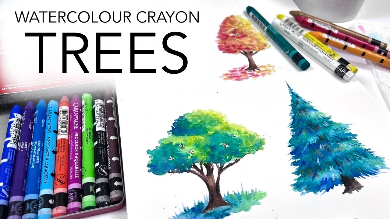 watercolor painting crayons  Watercolor video, Watercolor