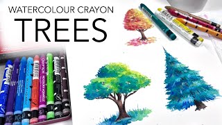 Creating Trees With Watercolour Crayons! I Am In LOVE With These!
