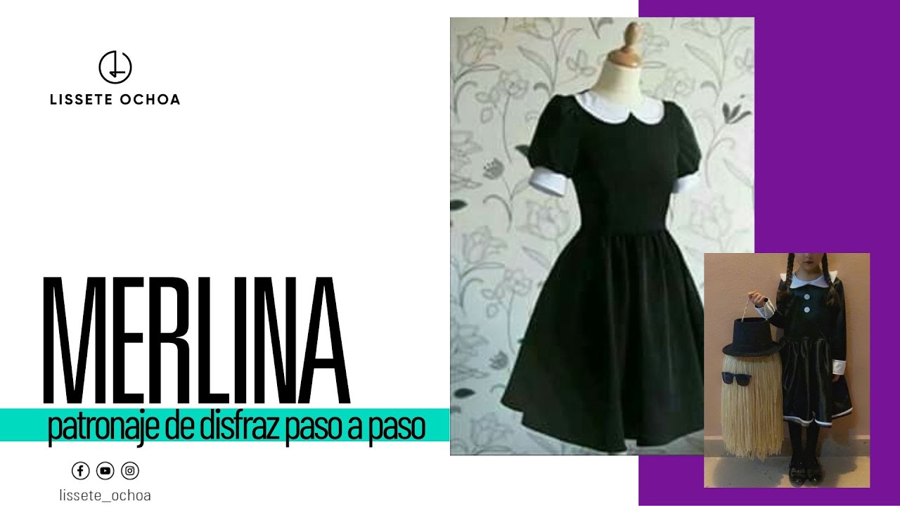 DISFRAZ de MERLINA 👉 #LisseteOchoa #L8A #AltaCostura #Patronaje #Disfraz #Merlina #MerlinaAddams