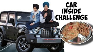 FOOD CHALLENGE DONE INSIDE THE CAR || CHOLE KULCHA EATING GAME