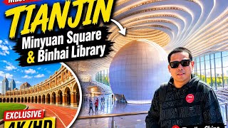 CHINA -1021: Found China's Most Futuristic Library!😲 | Exploring Binhai Library & Minyuan Square 🇨🇳