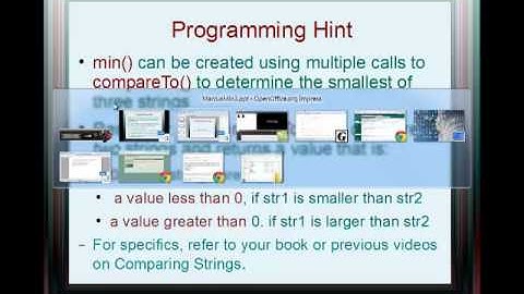 5 - Write a method named min that returns the smallest of 3 strings