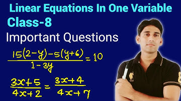 Linear Equations In One Variable | Class 8 | Important Questions  | RS aggarwal