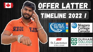 Canada college offer letter time| Letter ofacceptance time of Canada college| Offer latter timeline?