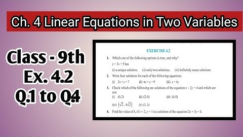 Q.1 to Q.4 | Class 9th| Ex.4.2 | Ch -4 | Linear Equations in Two Variables| Maths |