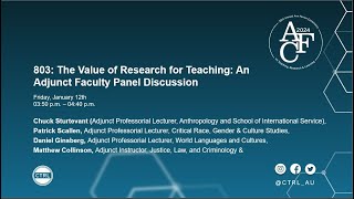 803: The Value of Research for Teaching: An Adjunct Faculty Panel Discussion