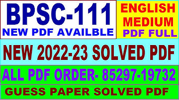 bpsc 111 solved assignment 2022-23 / bpsc 111 solved assignment in English / ignou ba pol science