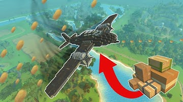 Destructable Cardboard Plane With Full Auto Firing! (no mods) - Scrap Mechanic