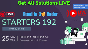🔵CodeChef Contest 192– All Coding Solutions | 25 June 2025 | Rated for All 🔵