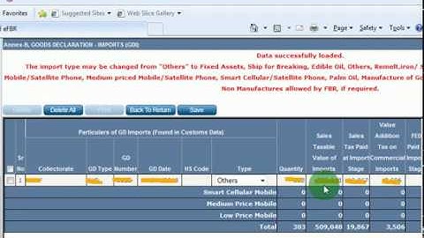 How To Load Import GD in FBR Sales Tax Return 2019