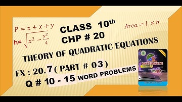 Class 10th | Ex 20.7 Q # 10 -15 || New Mathematics Sindh Textbook.