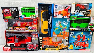 Unboxing Racing Cars, Fire Trucks, Buses, Concrete Mixer Trucks, Trains, and Jeeps