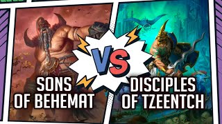 Мультшоу Sons of Behemat vs Disciples of Tzeentch Репорт Age of Sigmar