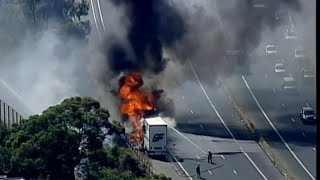 Truck fire causing huge delays in Melbourne