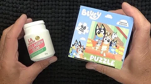 ASMR - Solving a Bluey Jigsaw Puzzle - Chewing Gum & Whispering - Australian Content