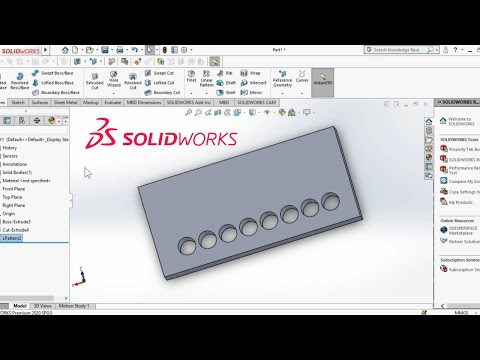 SolidWorks tutorial How to use Linear Pattern tool 3D l For Beginners