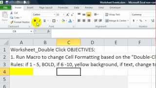 Excel Worksheet Events #3 Double click,Change formats based on cell values when double clicked