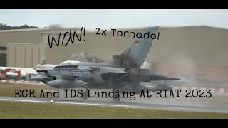 4K || What An Approach! || 2x Luftwaffe Tornado's Landing With Loud Reverse Thrusters At RIAT 2023