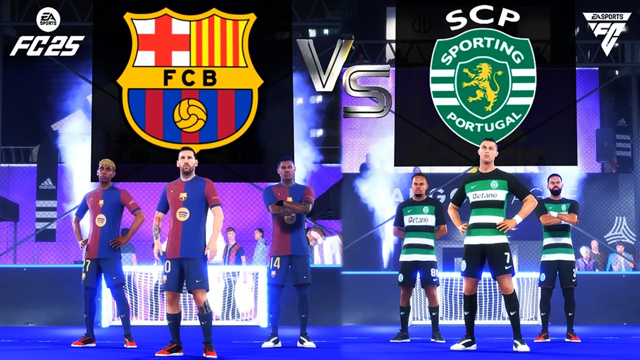 FC 25 - Barcelona vs Sporting Ft. Messi vs Ronaldo | Volta - YouTube
