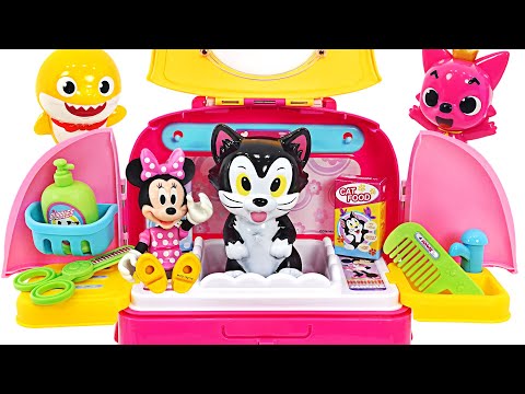 Let&amp;#39;s bathe a baby Cat with Kongsuni and Baby Sharks~| PinkyPopTOY