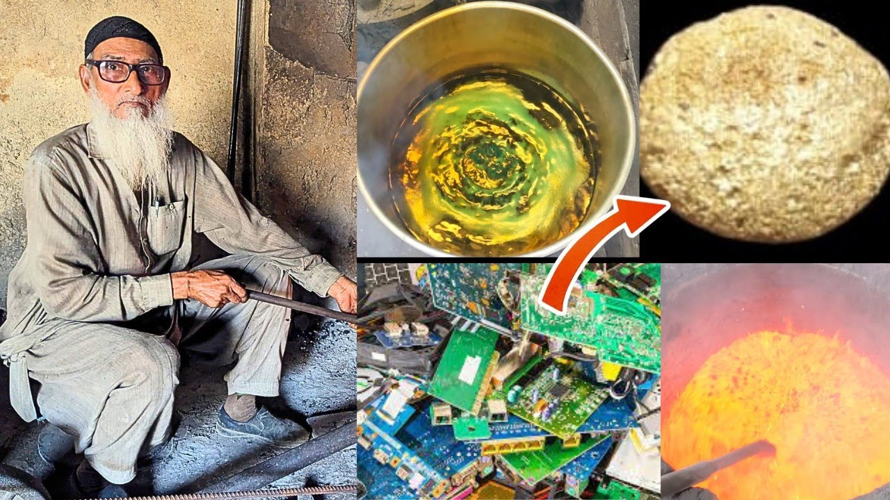 Shocking 24K Gold Recovery! 70-Year-Old Man Extracts Pure 24K Gold from E-Waste