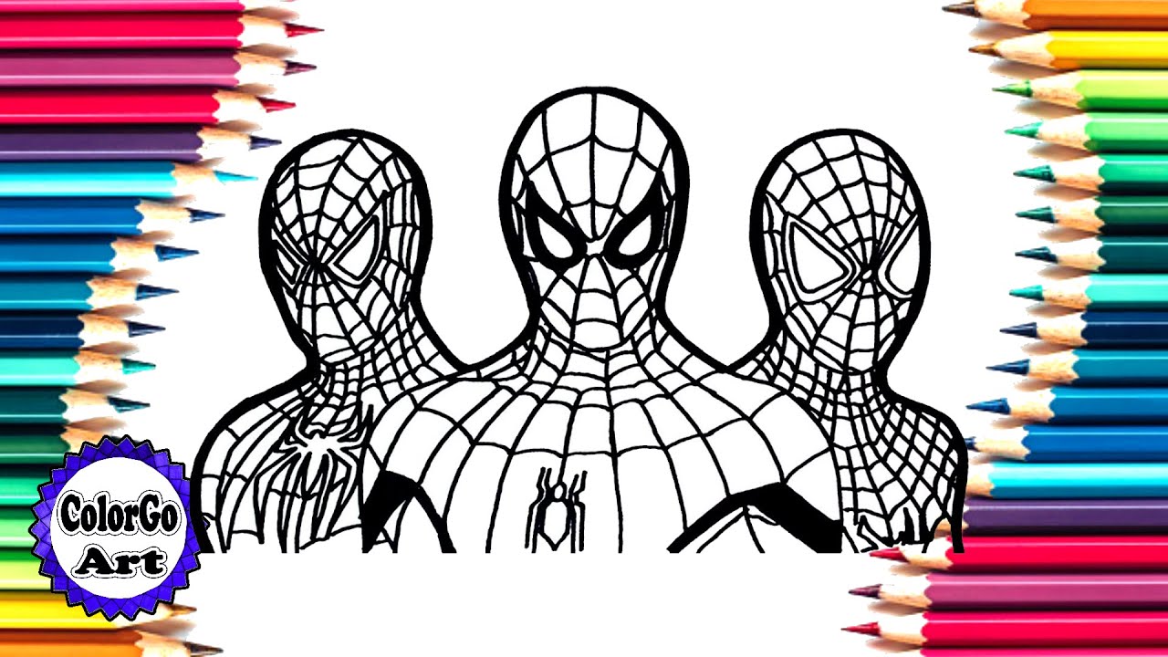 Spider-man Coloring Page / 3 Versions Of Spiderman Coloring / New ...
