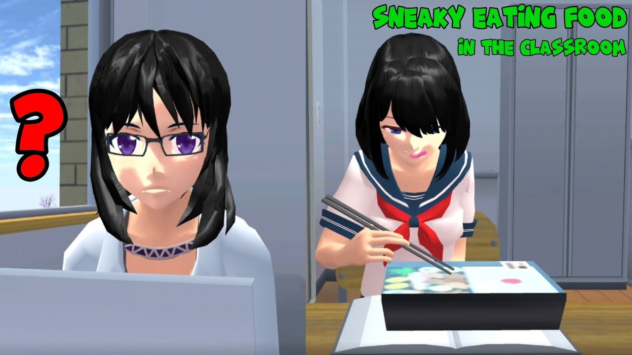 Sneaking Eating Food In The Classroom (Funny, Happy Story) Sakura School Simulator