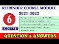 6th English Refresher Course Module Answer Key Unit 1,2,3,4,5 Download PDF