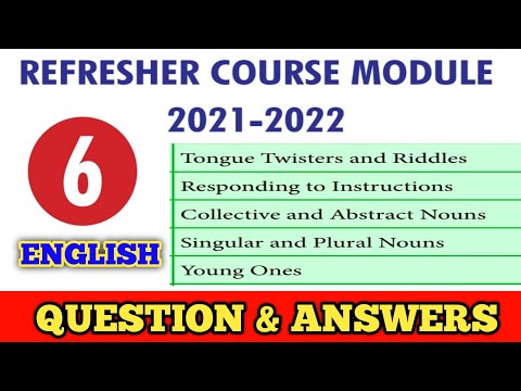 6th English Refresher course module Answer key with questions Part - 2 UNIT 1 TO 5