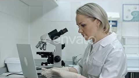 Scientist or Student Using Laptop Computer and Microscope | Stock Footage - Envato elements