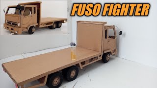 membuat miniatur truk fuso fighter tronton dari kardus || miniatur handmade