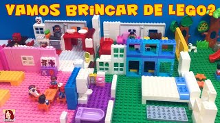 Casa de Lego com jardim, piscina, sala, quartos! Aprenda a montar móveis de lego e divirta-se!