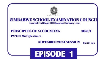 ZIMSEC 2024 Principles of Accounting Paper 1 Revision | Episode 1