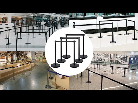 How to Install Stanchion Queue Post? Black 6.5ft Retractable Belt Stanchion