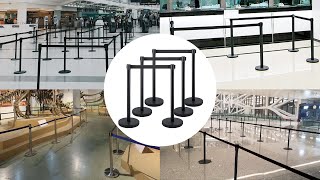 How to Install Stanchion Queue Post? Black 6.5ft Retractable Belt Stanchion