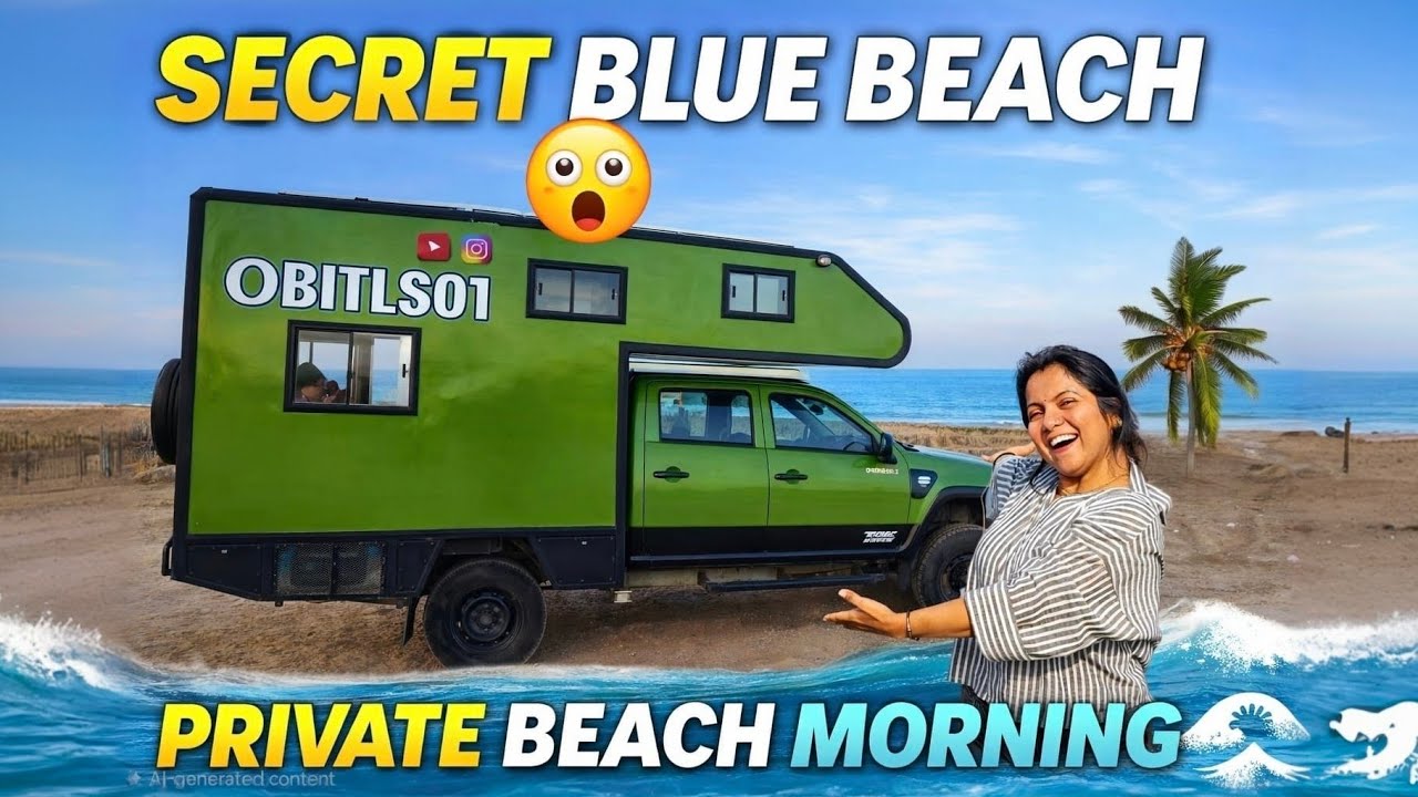 Hidden Blue Water Beach 🌊 Morning Paradise | Family Vanlife Camping at Secret Beach 🏕️ OBITLS01