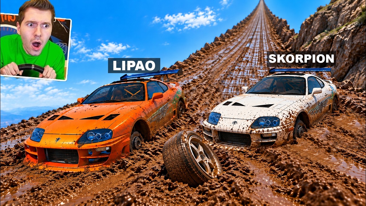 CARRO vs ATOLEIRO DE LAMA no BeamNG Drive (Com Skorpion)